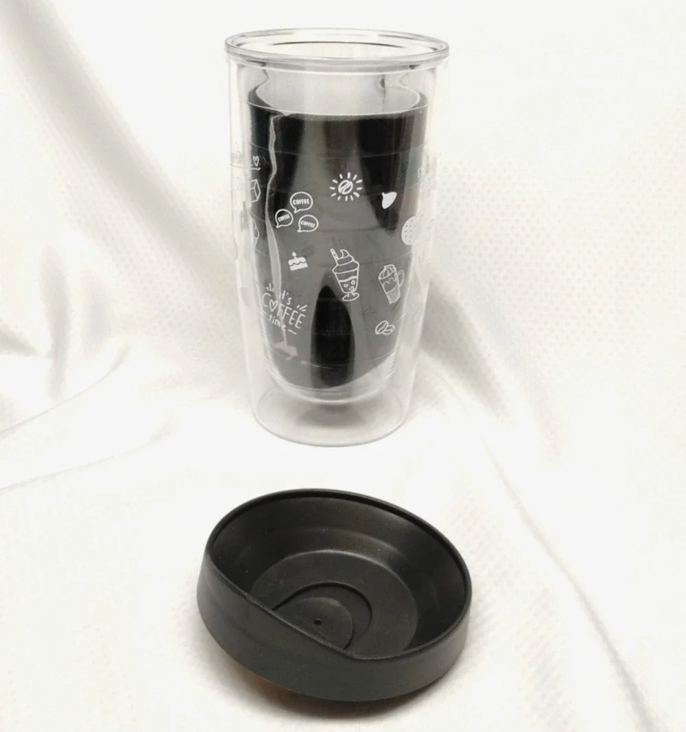 Javvy Better Coffee Club Tumbler 16oz Clear Black Lid Double Wall Iced Drink Cup